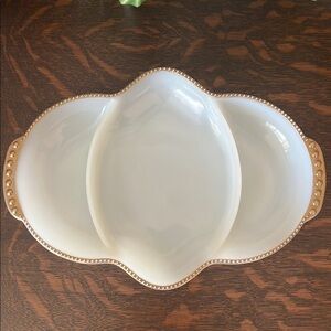 Vintage Milk Glass Anchor Hocking Divided Dish